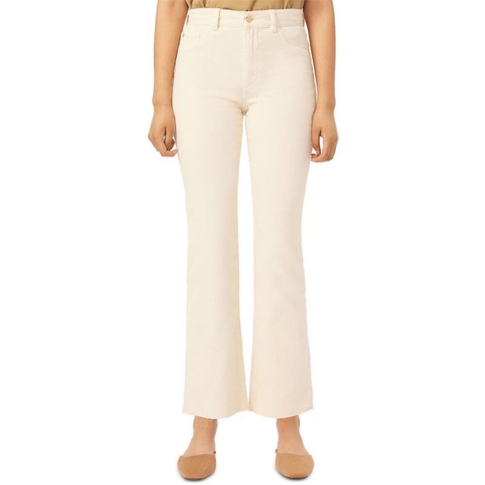 DL1961 Bridget Boot High Rise Corduroy Flare Pants Cream Ivory Stretch Bootcut